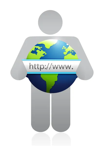 Icon holding a online web globe. illustration — Stock Photo, Image