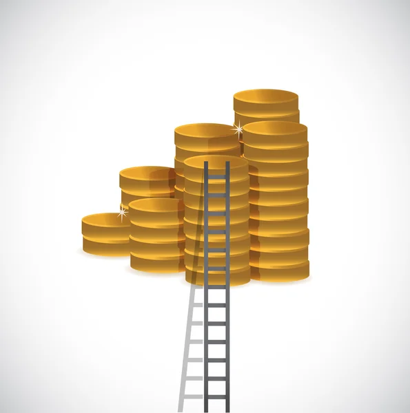 Ladder to profits. coin business graph. — Stock Photo, Image