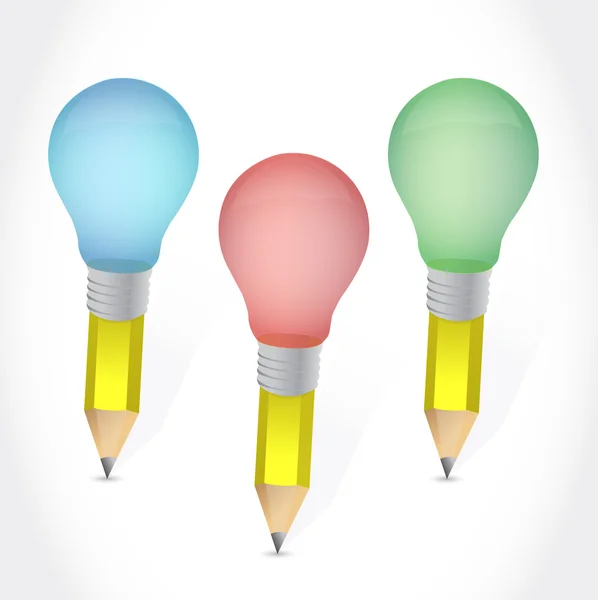 Farbe Bleistift Glühbirnen Illustration Design — Stockfoto