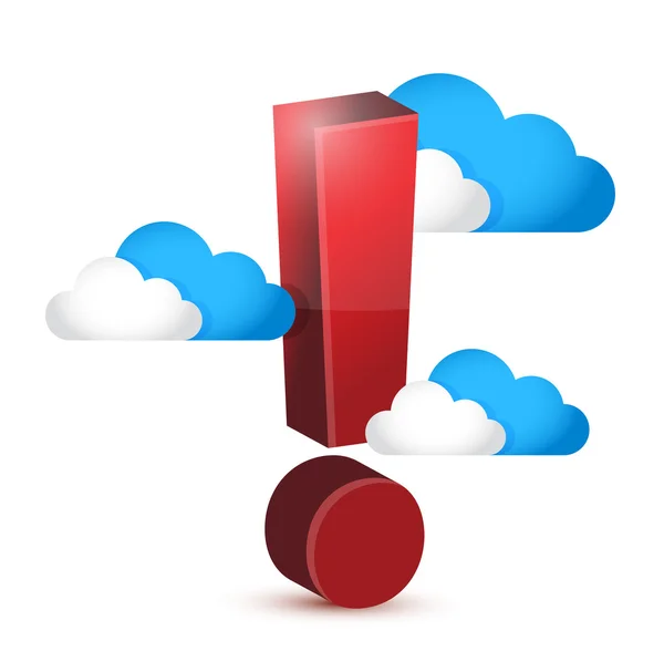 Utropstecken symbol runt moln. illustration — Stockfoto