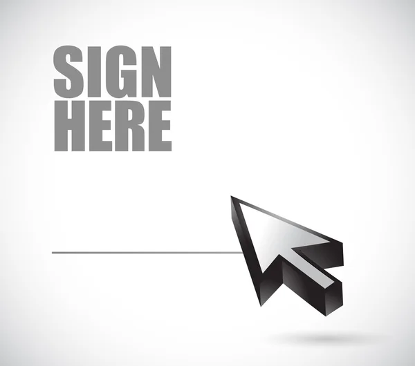 Sign here and cursor illustration design — Stock Photo, Image