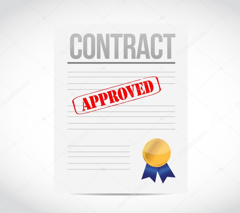 approve contract and ribbon seal illustration