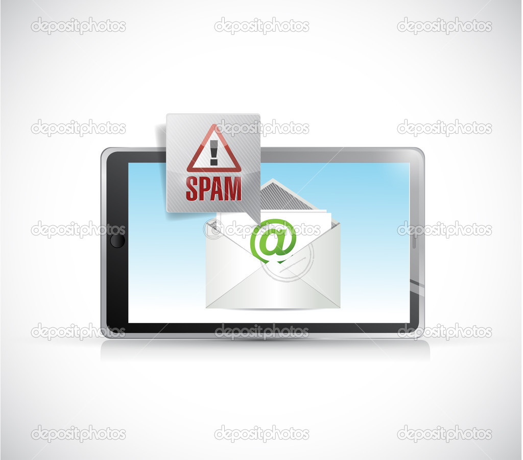 tablet spam email envelope illustration design