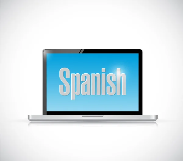 Learn spanish on your computer concept — Stock Photo, Image