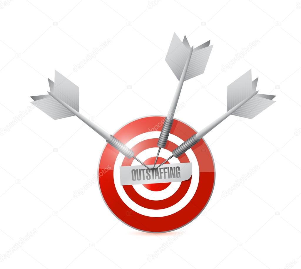 out staffing target and darts illustration design