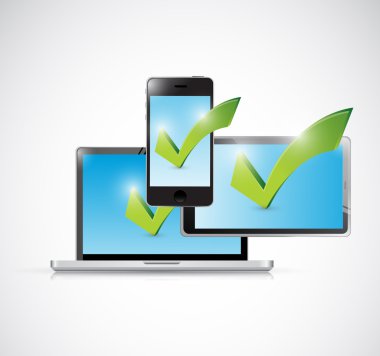 Elektronik ve onay işareti illüstrasyon tasarımı