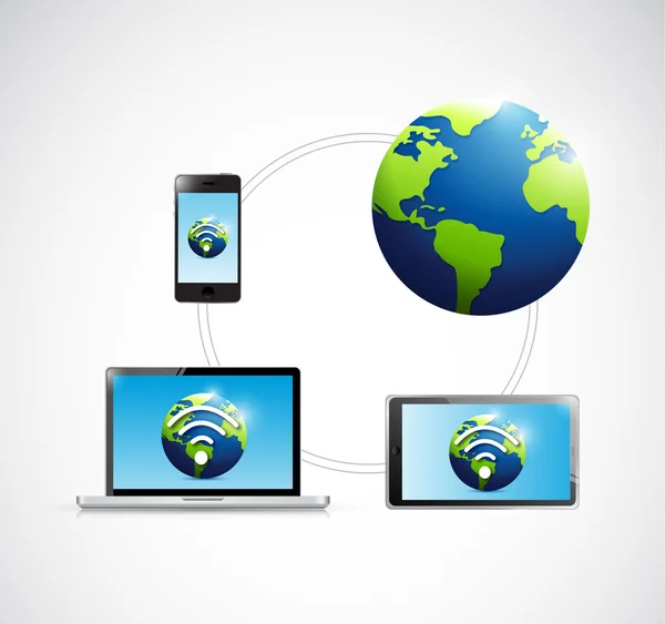 Elektronika wifi hálózati kapcsolat szemléltetése — Stock Fotó