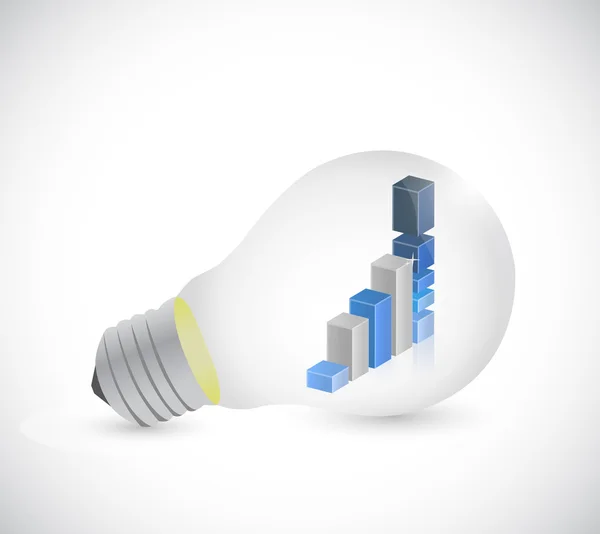 Gráfico de negocios dentro de una bombilla. ilustración —  Fotos de Stock