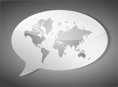 Dünya harita konuşma balonu illüstrasyon tasarımı