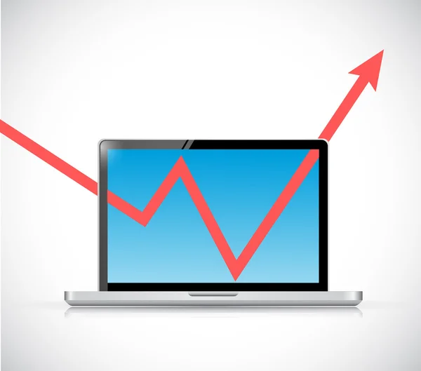 Laptop and business graph arrow illustration — Stock Photo, Image