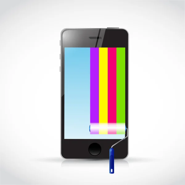 Telefoon en verf roller. afbeelding ontwerp — Stockfoto