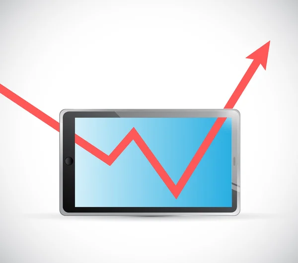 Tablet e gráfico de negócios seta ilustração — Fotografia de Stock