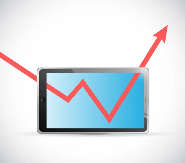 Tablet ve iş grafik ok illüstrasyon — Stok fotoğraf