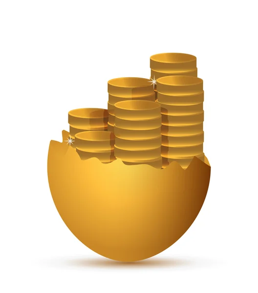 Trasiga ägg och mynt illustration design — Stockfoto