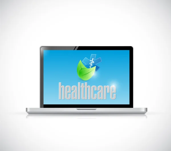 Laptop och ekologiska hälso-och tecken illustration — Stockfoto