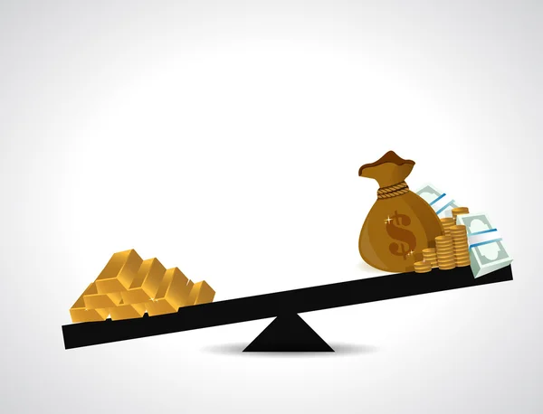 Zlato a peníze rovnováhu ilustrace design — Stock fotografie
