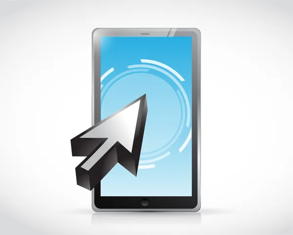 Tablet PC- en cursor touchscreen illustratie — Stockfoto