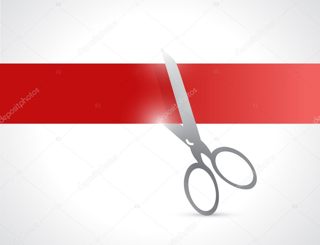 red line banner cut illustration design