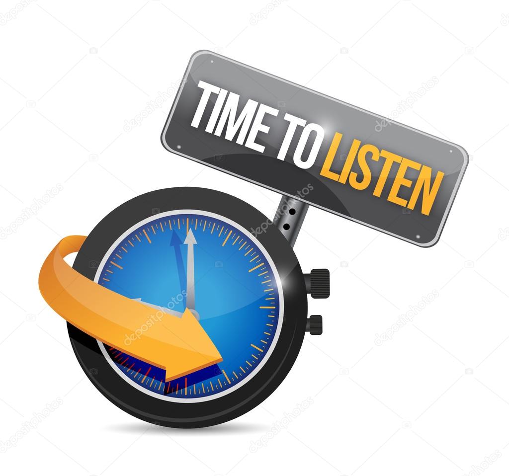 time to listen watch illustration design