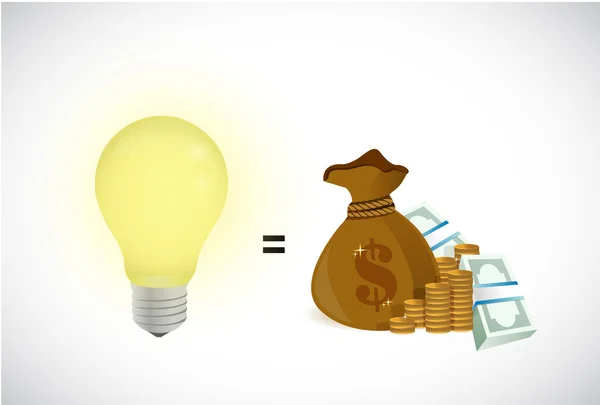 Great ideas equal money illustration design — Stock Photo, Image