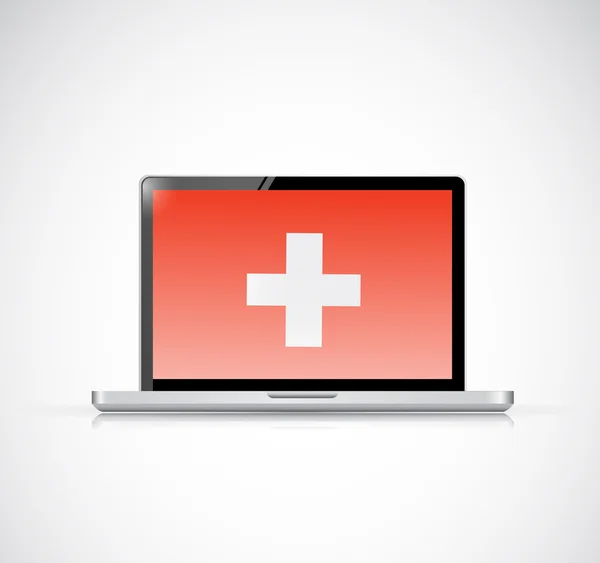 Hälsa över på en laptop skärm. illustration — Stockfoto
