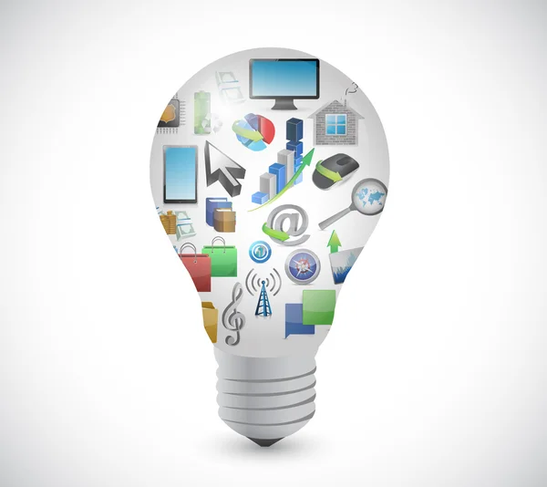 Light bulb connection and icons. illustration — Stock Photo, Image