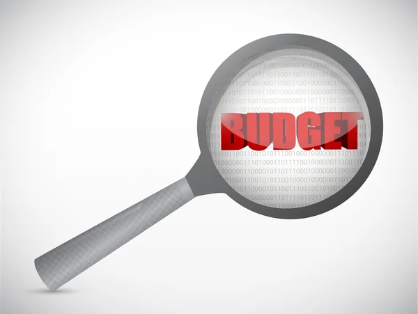Presupuesto palabra bajo un diseño de ilustración magnificar —  Fotos de Stock