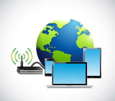 Elektronik ve bağlantı rota. illüstrasyon