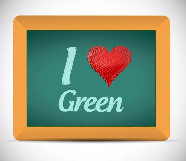 Jag älskar gröna meddelande en Urklipp. illustration — Stockfoto