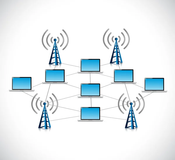 Laptop connection network illustration design — Stock Photo, Image