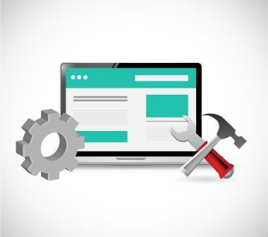 Online Web sitesi ve araçlar illüstrasyon tasarım