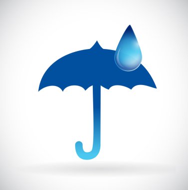 şemsiye ve su illüstrasyon tasarımı