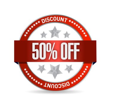 %50 indirimli mühür illüstrasyon tasarımı