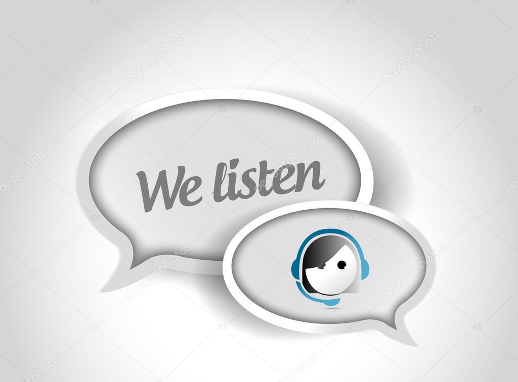 we listen customer support bubble illustration