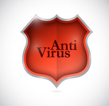 Anti virüs kırmızı kalkan illüstrasyon tasarımı