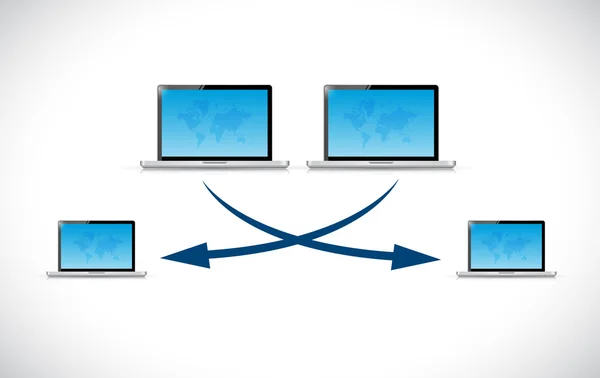 Laptop and world map connection illustration — Stock Photo, Image