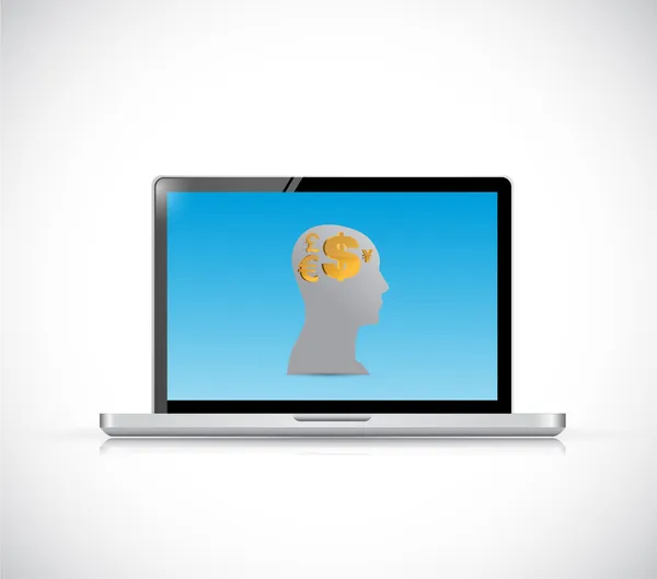 Money on my mind on a laptop concept. illustration — Stock Photo, Image