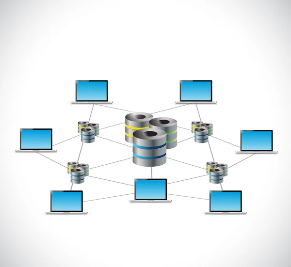 サーバー コンピューターのラップトップのネットワーク。図 — ストック写真