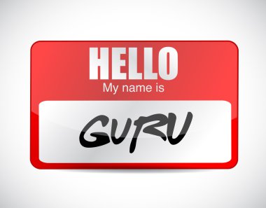 Guru adı etiketi illüstrasyon tasarımı