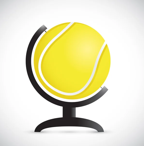 Balle de tennis sur un atlas de rotation. illustration — Photo