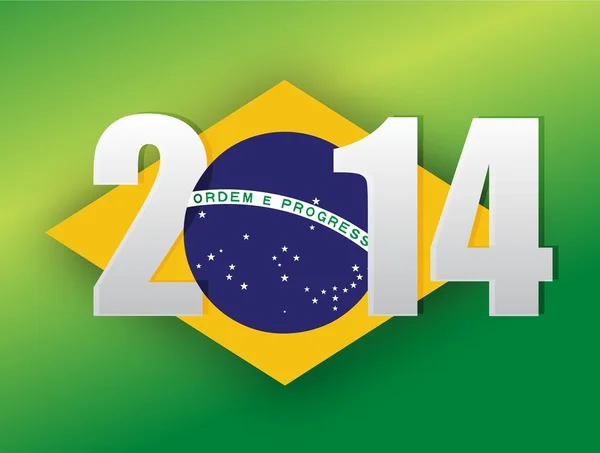 Bandera brasileña 2014. Brasil 2014 bandera ilustración — Foto de Stock