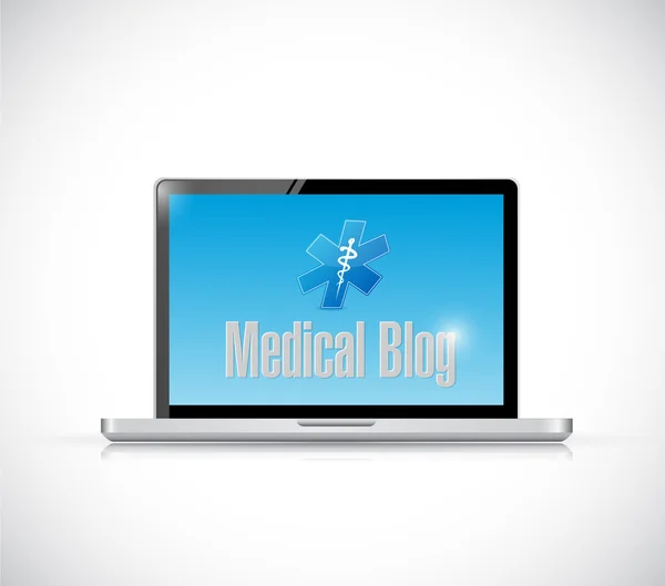 Dator bärbar dator medicinsk blogg tecken illustration — Stockfoto
