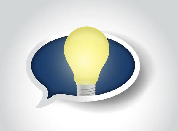 Great idea light bulb message bubble illustration — Stock Photo, Image