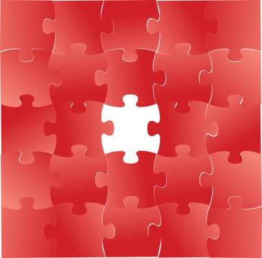 Kırmızı puzzle parçaları grafik illüstrasyon tasarımı