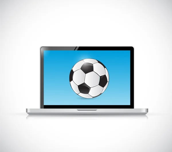 ノート パソコンとサッカー ボール。イラスト デザイン — ストック写真
