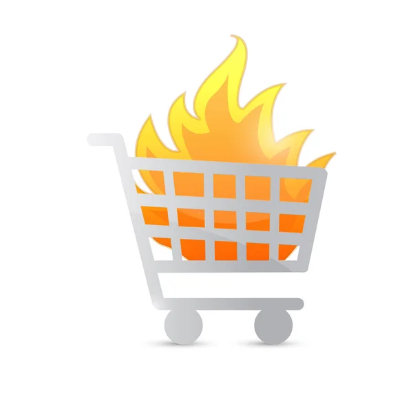 Nákupní košík na ohni ilustrace design — Stock fotografie