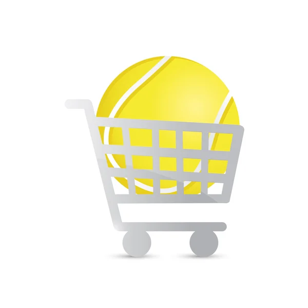 Einkaufswagen und Tennisball Illustration Design — Stockfoto