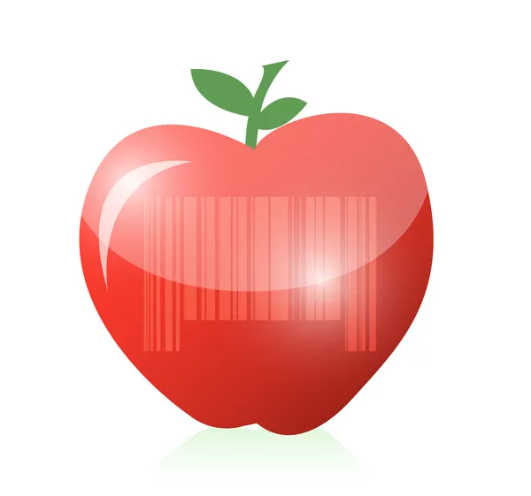 Pomme rouge et illustration de code à barres — Photo