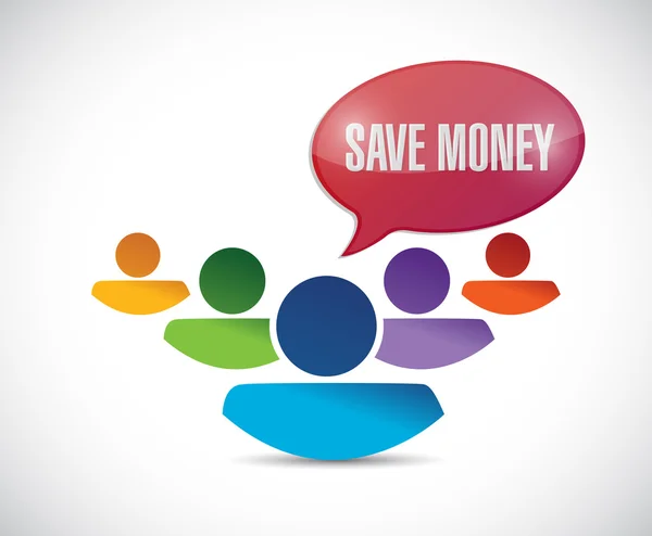 Save money sign and avatar team illustration — Stock Photo, Image