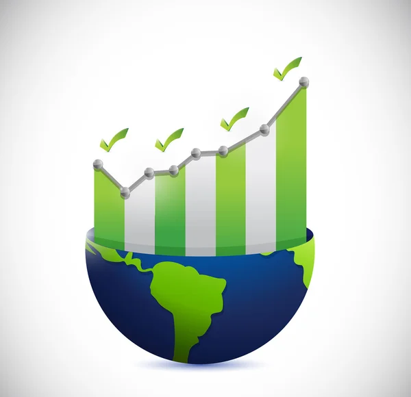 Üzleti grafikon-belül a globe és a pipák — Stock Fotó